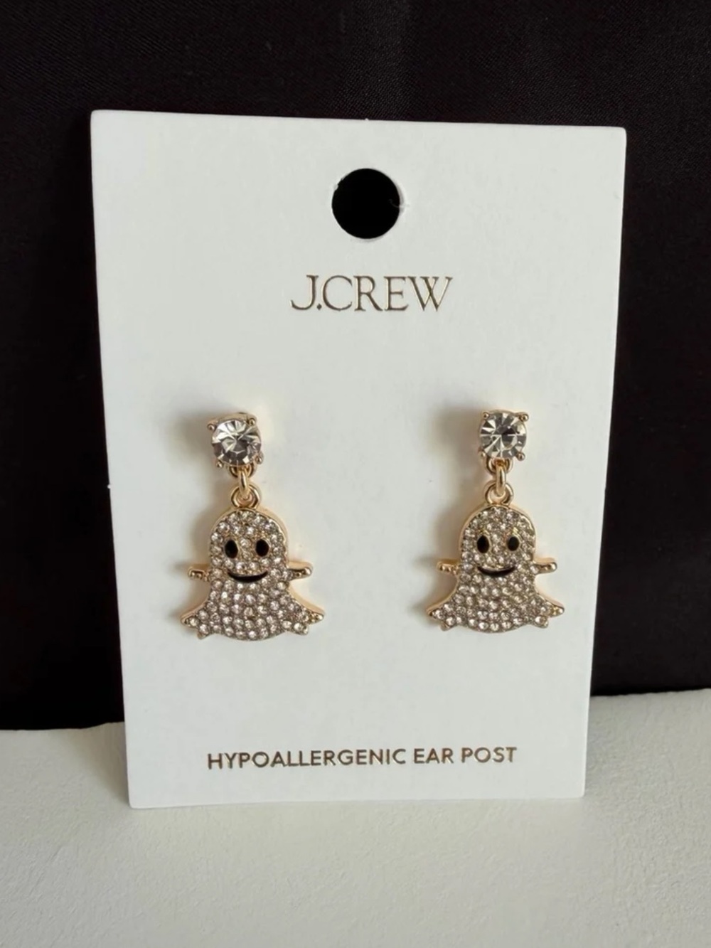 NWT J. Crew Factory Pave Crystal Ghost Drop Earrings